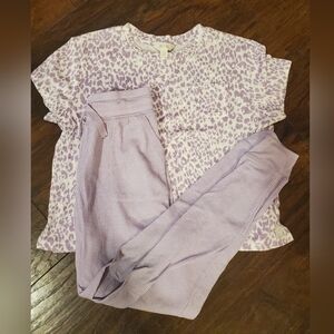Girls Purple Leopard Print Matching Set